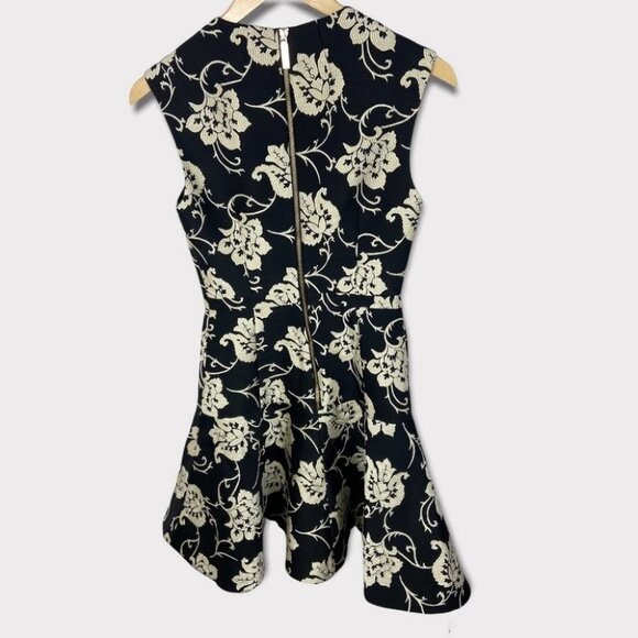 Ted Baker Fit Flare Ruffle Hem Dress Black Floral Size 0‎ Paisley Ornate Party - Picture 5 of 15